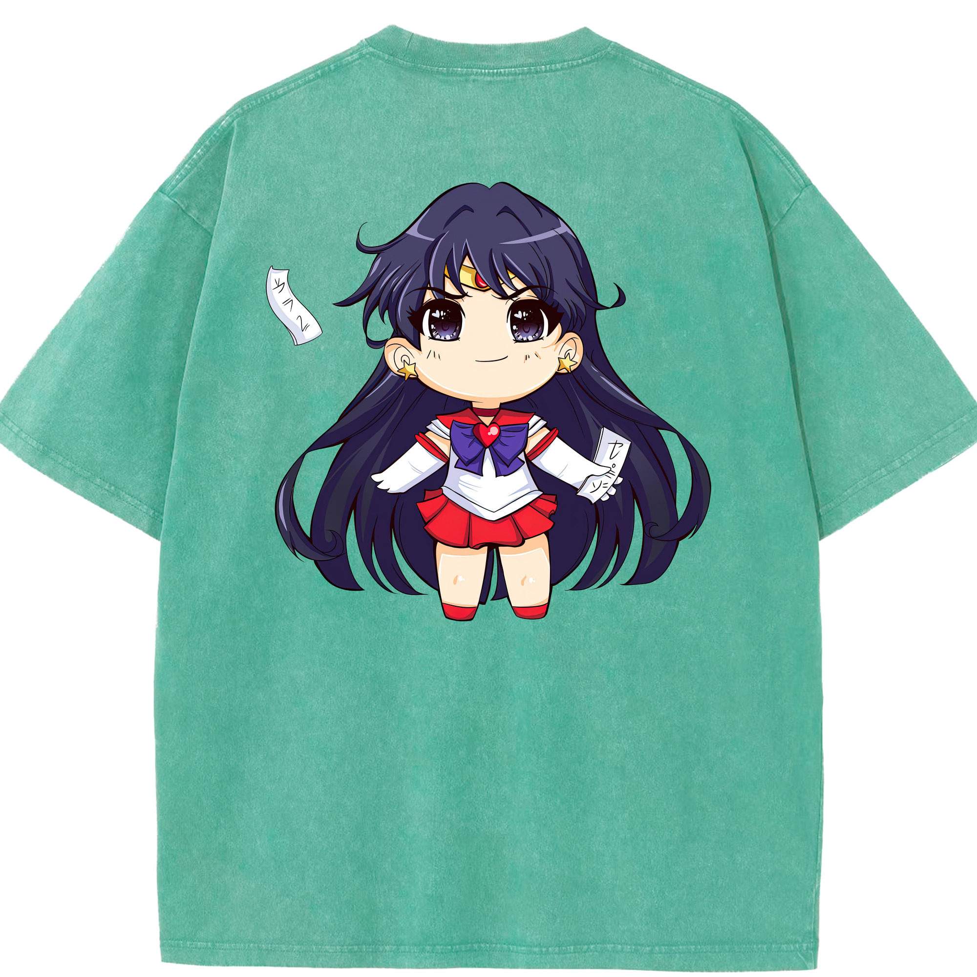 （画像用） 美少女戦士セーラームーン 火野レイ ひの レイ Sailor Moon Hino Rei （セーラーマーズ,Sailor Mars） 綿100% ヴィンテージ風 半袖Tシャツ（背面プリント）